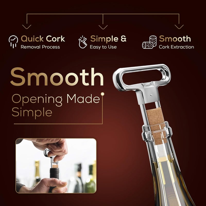 PRIMOXE Christmas Stocking Stuffers for Men Ah So Two Prong Wine Opener & Bottle Opener Professional Stainless Steel Corkscrew Wine Bottle Opener Champagne & Travel Cork Puller Gift - Image 4